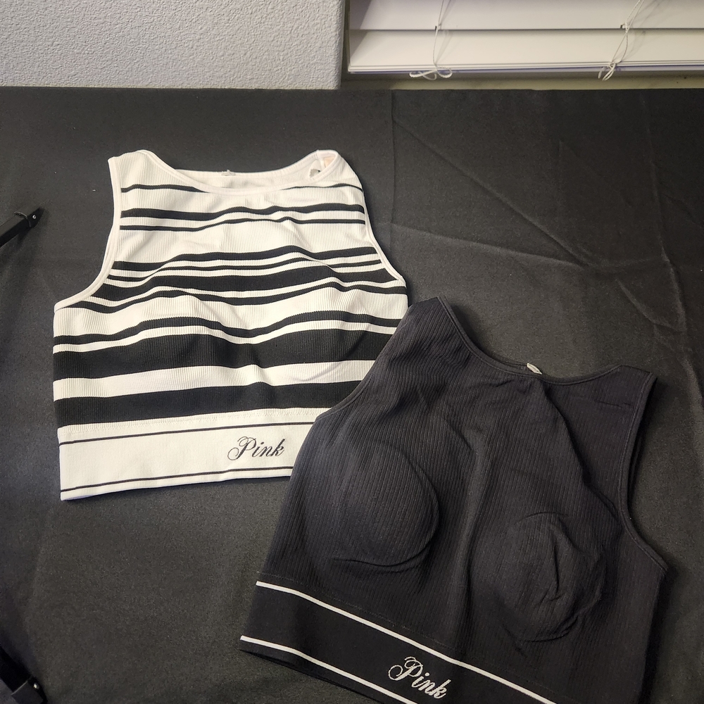 PINK Victoria's Secret Black and White Tank Tops